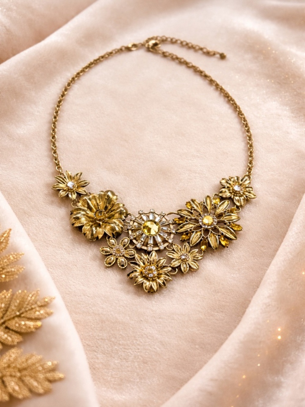 Gold Floral Statement Necklace - Women Jewelry